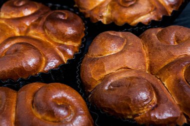 Fırından taze ekmek. Romanya 'dan geleneksel peynirli turtanın adı Saralie. Beyaz buğday unundan yapılmış ev yapımı ekmek..