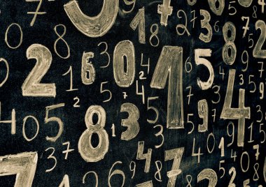 Colorful wooden numbers background. Numbers texture abstraction. Global economy crisis concept.