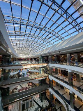 People Shop in interior Shopping Mall Malldova in Chisinau.