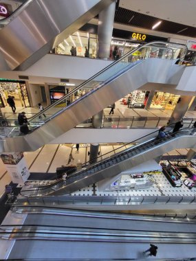 People Shop in interior Shopping Mall Malldova in Chisinau.