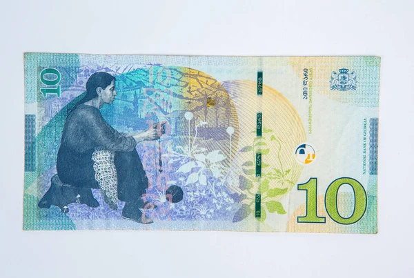 Grúz Lari Bankjegy Grúzia Nemzeti Valutája — Stock Fotó