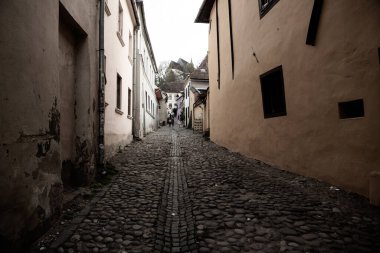 Romanya 'nın göbeğindeki Sighisoara adlı güzel bir ortaçağ kalesi, Doğu Avrupa' daki Transilvanya seyahat beldesi.
