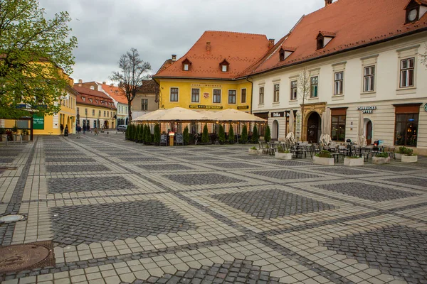 Medieval Street Historical Buildings Heart Romania Sibiu Eastern European Citadel — Stock Photo, Image