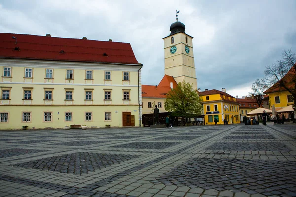 Medieval Street Historical Buildings Heart Romania Sibiu Eastern European Citadel — Stock Photo, Image