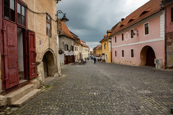 Mittelalterliche Straße Mit Historischen Gebäuden Herzen Rumäniens Sibiu Die Osteuropäische — Stockfoto