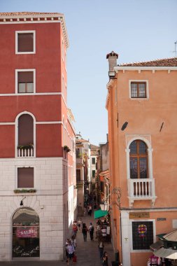 İtalya, Venedik 'te güzel bir manzara. Avrupa 'nın en güzel şehirlerinden biri..