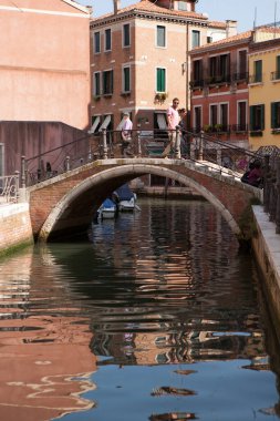 İtalya, Venedik 'te güzel bir manzara. Avrupa 'nın en güzel şehirlerinden biri..