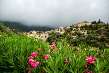 Mallorca 'da Deia adlı resim gibi İspanyol tarzı bir köy.