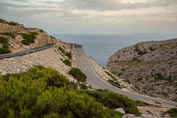 stock image Hiking holidays Mallorca, Spain. Beautiful picture with landscape of Serra de Tramuntana mountains in the island of Majorca in Mediterranean sea. Paradise for bikers. Adventure travel.