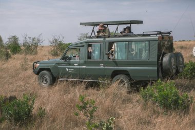 Masai Mara Ulusal Parkı Kenya 'da cip safarisi