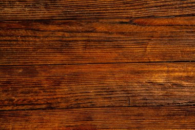 Eski ahşap kaplama arka plan, yüzey eski doğal renkli ahşap, üst manzara. Tahıl tablosu yüzeyi.