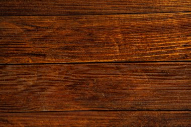 Eski ahşap kaplama arka plan, yüzey eski doğal renkli ahşap, üst manzara. Tahıl tablosu yüzeyi.