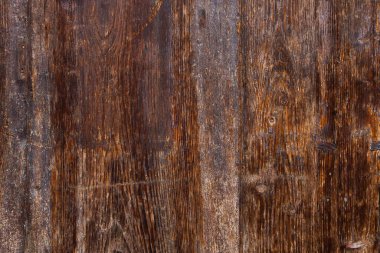 Eski ahşap kaplama arka plan, yüzey eski doğal renkli ahşap, üst manzara. Tahıl tablosu yüzeyi.