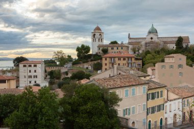 Beautiful view of the Italian port city of Ancona on the Adriatic coast. clipart