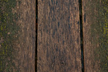 Eski ahşap kaplama arka plan, yüzey eski doğal renkli ahşap, üst manzara. Tahıl tablosu yüzeyi.