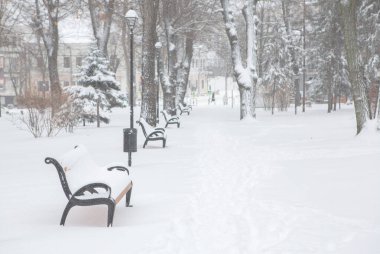 Moldova Cumhuriyeti 'nin başkenti Chisinau' da güzel bir kış.