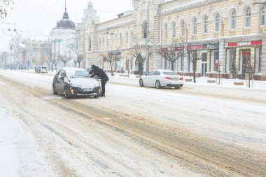 Moldova Cumhuriyeti 'nin başkenti Chisinau' da güzel bir kış.