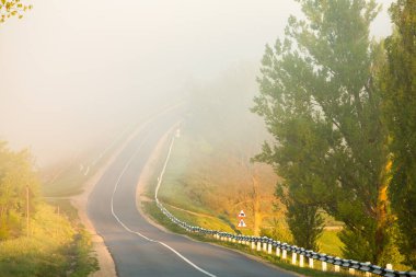 Moldova Cumhuriyeti 'nde sisli ve yeşil doğalı çok güzel bir manzara. Doğu Avrupa 'da kırsal doğa