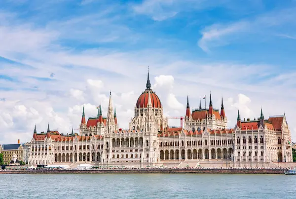 stock image Very beautiful and colorful street in Budapest, the capital of Hungary. Street life in European city.