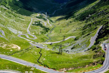 Transfagarasan famous road in Romania. Very picturesque mountain road in the Carpathians, Romania. Landscape or nature on a mountain top. clipart