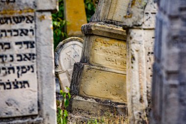 Moldova Cumhuriyeti 'ndeki Ortaçağ Yahudi mezarlığındaki mezar taşları