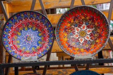 Beautiful and colorful traditional souvenirs from Albania. clipart