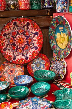 Beautiful and colorful traditional souvenirs from Albania. clipart