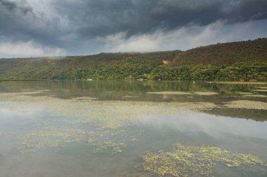 Moldova Cumhuriyeti, Avrupa 'daki Nistru nehrinin kıyılarında güzel doğa manzarası. Moldova köyünün fotoğrafı.