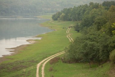 Moldova Cumhuriyeti 'ndeki tipik bir köy manzarası, yuvarlanan tepeler, verimli tarım arazileri ve kırsal ev kümeleriyle karakterize edilen sakin ve pitoresk bir manzaradır..