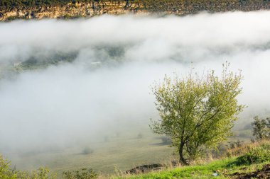 Moldova kırsalının resimli manzarası. Moldova Cumhuriyeti 'ndeki Idyllic Kırsal Arazi. Avrupa 'da Rolling Hills ve Farmland.