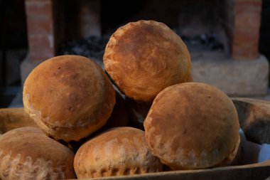 Fresh homemade bread just taken out of the oven. Whole meal bread. Clean and natural ecological food. baking cooking. clipart