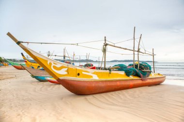 Hint Okyanusu sahilinde sörf tahtaları. Sri Lanka 'da sörf.