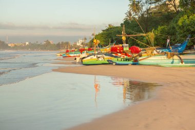 Sri Lanka 'da Hindistan okyanusunun Weligama sahilinde sörf cenneti ve altın plajı. Hem rahatlama hem de macera arayan gezginler için favori bir hedef..