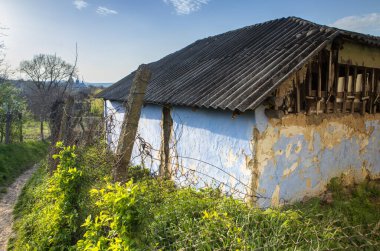 Moldova Cumhuriyeti 'nin güzel kırsal manzarası. Baharda köy hayatı.