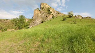 Yazın Moldova Cumhuriyeti 'nden güzel doğa manzarası. Doğu Avrupa 'da köy hayatı