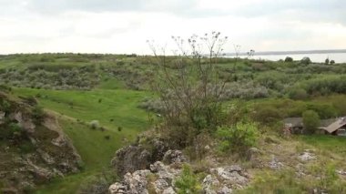 Yazın Moldova Cumhuriyeti 'nden güzel doğa manzarası. Doğu Avrupa 'da köy hayatı