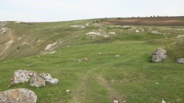 Yazın Moldova Cumhuriyeti 'nden güzel doğa manzarası. Doğu Avrupa 'da köy hayatı