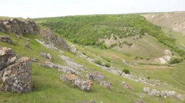 Yazın Moldova Cumhuriyeti 'nden güzel doğa manzarası. Doğu Avrupa 'da köy hayatı