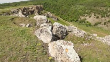 Yazın Moldova Cumhuriyeti 'nden güzel doğa manzarası. Doğu Avrupa 'da köy hayatı