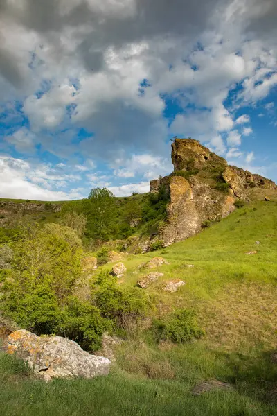 Moldova Cumhuriyeti Köy ve Tarlaları ile Yaz Manzarası. Moldova 'da Pastoral Manzara ve Huzurlu Doğa Sahnesi.