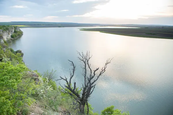 Moldova Cumhuriyeti Köy ve Tarlaları ile Yaz Manzarası. Moldova 'da Pastoral Manzara ve Huzurlu Doğa Sahnesi.