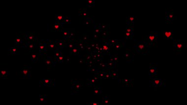 Red hearts floating on black background for greetings of Valentine day, anniversary, wedding anniversary seamless loop