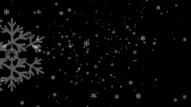 Νιφάδες Χιονιού Μαύρο Φόντο Animation Χειμώνα Έννοια Για Χριστούγεννα Νέο — Αρχείο Βίντεο