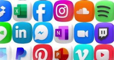 Social Media logos icon animation seamless loop facebook youtube tiktok Instagram 