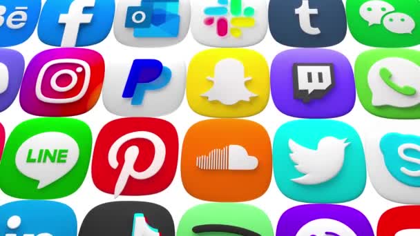 Social Media Logos Icon Animation Seamless Loop Facebook Youtube Tiktok — Vídeo de Stock