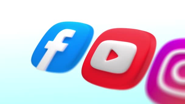 Social Media Giganten Facebook Youtube Instagram Tiktok Symbole Animation Bewegung — Stockvideo