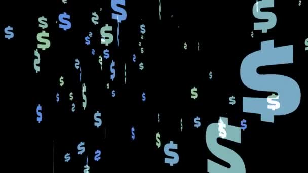 Falling Dollar Sign Animation Transparent Background Vector Motion Graphics Loop — Stock Video