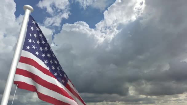 アメリカ国旗がアニメーションを振っている 記念の日の概念 7月4日 独立記念日 退役軍人の日 米国を祝う アメリカの選挙 アメリカ サンフレア — ストック動画