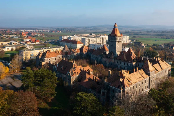 Aerial view about the abandoned artillery barracks at Hajmasker. Hungarian name is Hajmaskeri Tuzerlaktanya.