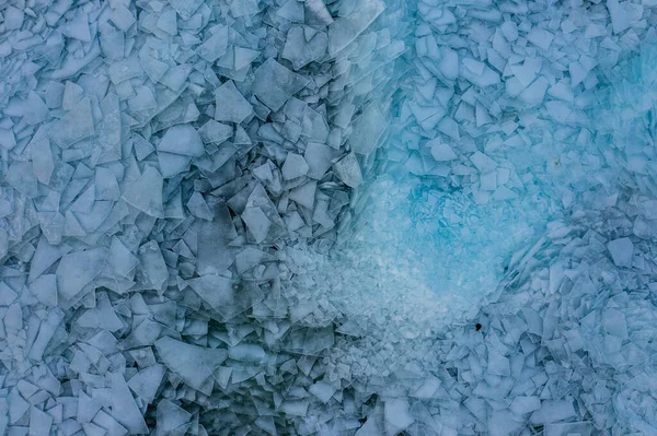Aerial View Piled Ice Floes Lake Balaton Fonydliget Hungary Abstract — Stock Photo, Image